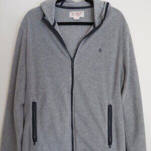 Original Penguin | Size Large | Mens Gray Zip Up Fleece Hoodie Sweater Jacket